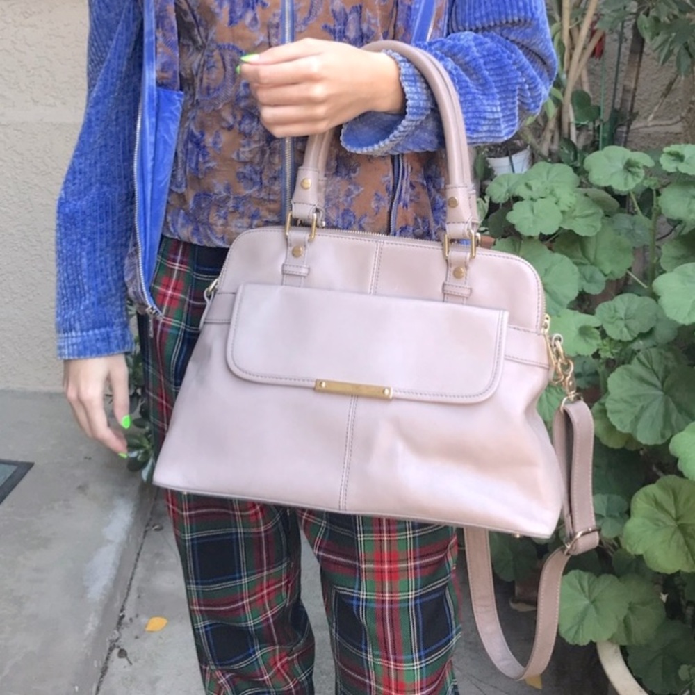 Vintage grayish cream/gold Nordstrom leather bag